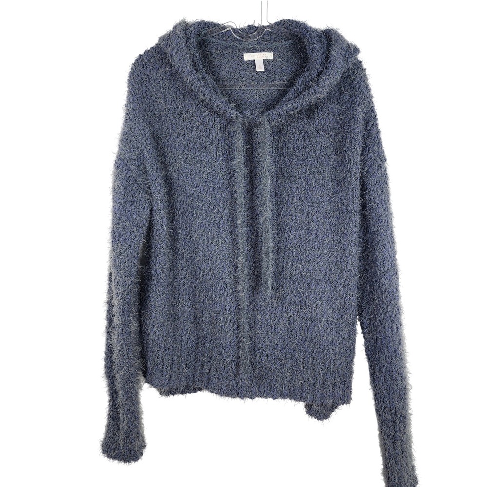 Lauren Conrad Eyelash Knit Hoodie‎ Sweater Womens Large Gray Fuzzy Indie